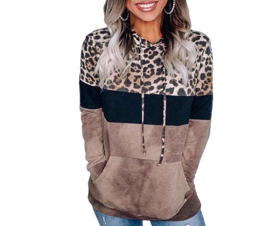 Leopard Print Loose Hooded Sweatshirt