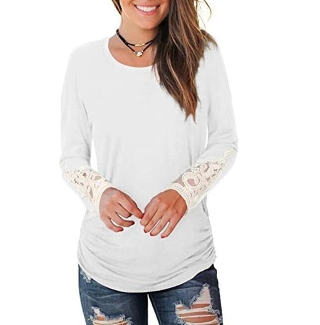 Women Lace Long Sleeve Tunic Top Blouse