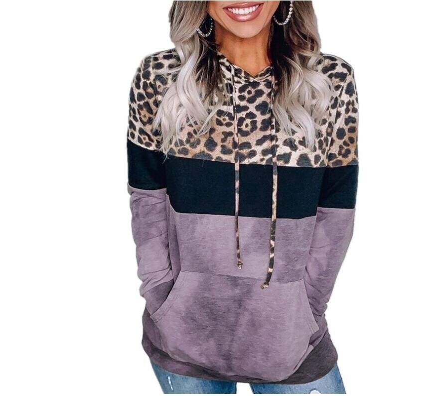 Leopard Print Loose Hooded Sweatshirt