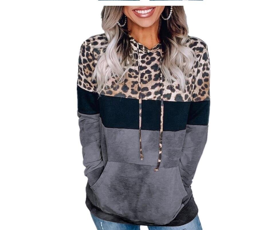 Leopard Print Loose Hooded Sweatshirt