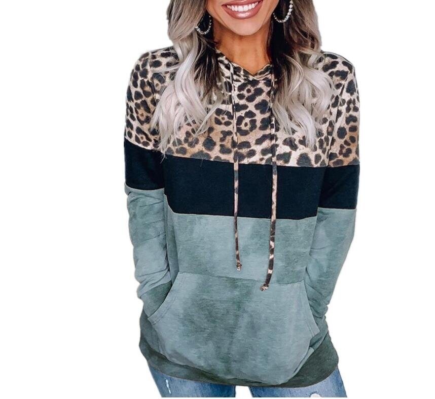 Leopard Print Loose Hooded Sweatshirt