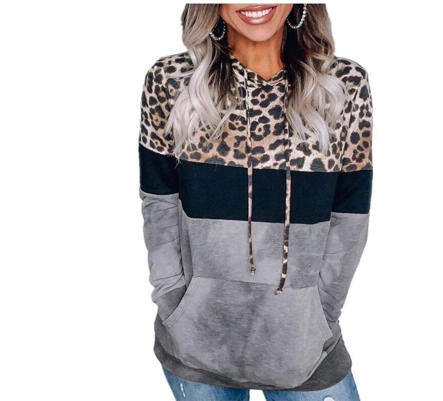 Leopard Print Loose Hooded Sweatshirt