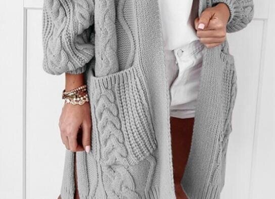 Long Sleeve Open Front Knitted Sweater