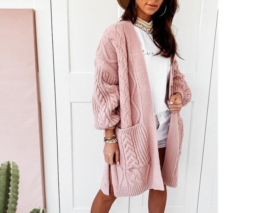 Long Sleeve Open Front Knitted Sweater