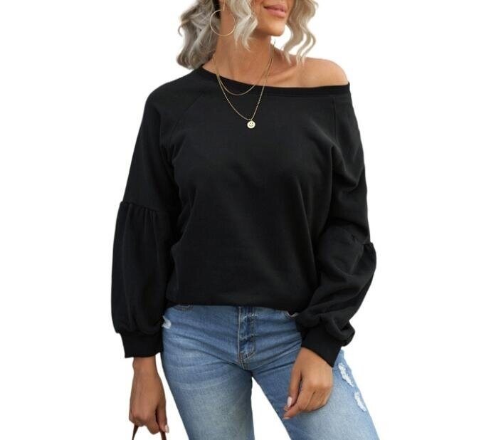 Lantern Sleeve Round Neck Sweatshirt(5 Colors,S-XXL)