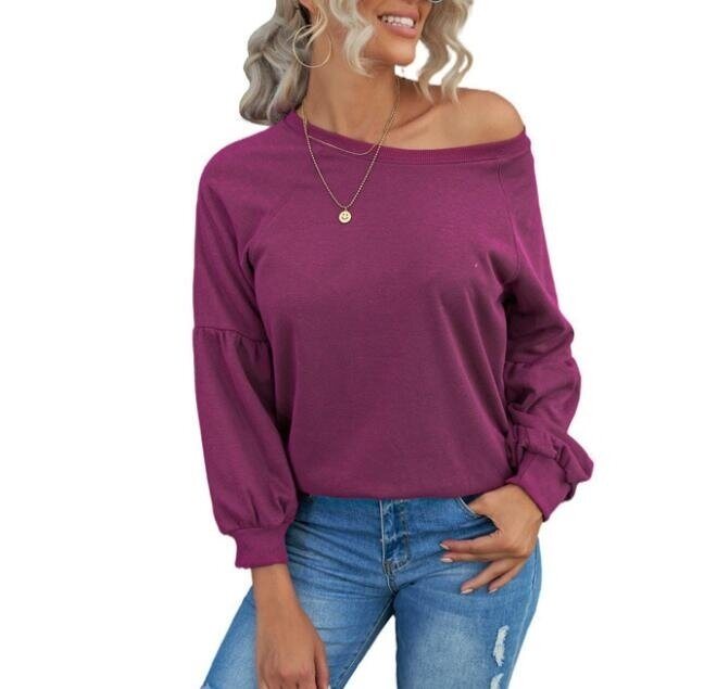 Lantern Sleeve Round Neck Sweatshirt(5 Colors,S-XXL)