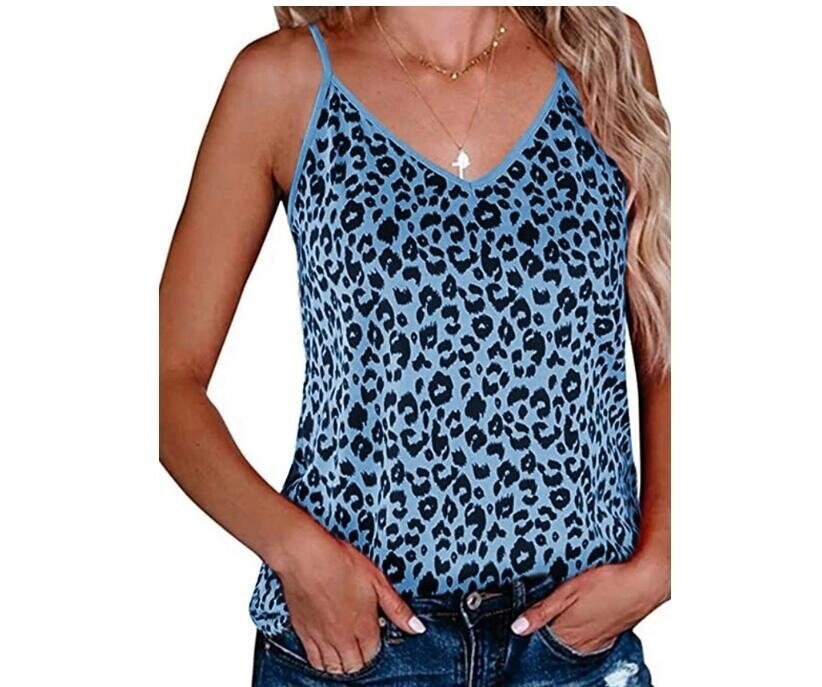 Leopard Print V-neck sling Tank Loose Top