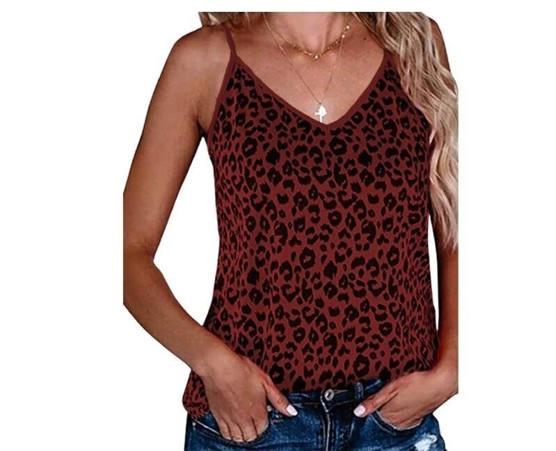 Leopard Print V-neck sling Tank Loose Top