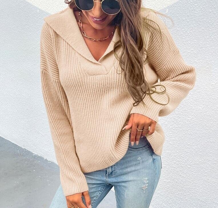 Lapel Knitwear Long Sleeve Soft Sweater