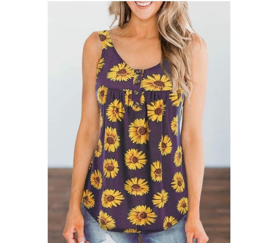 Floral Print Sleeveless Cami Tank Tops