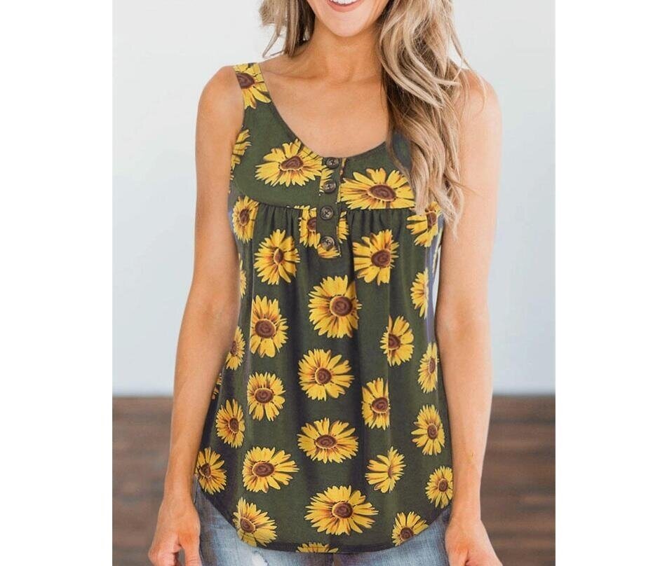 Floral Print Sleeveless Cami Tank Tops