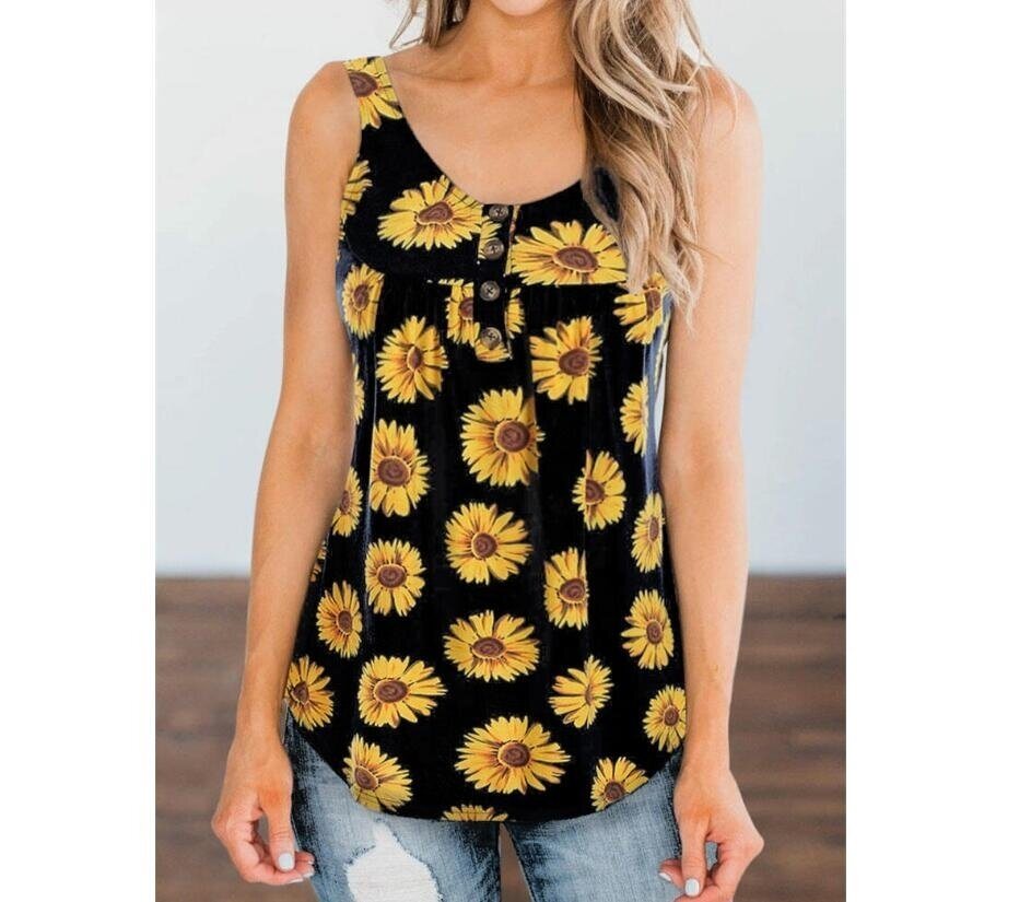 Floral Print Sleeveless Cami Tank Tops