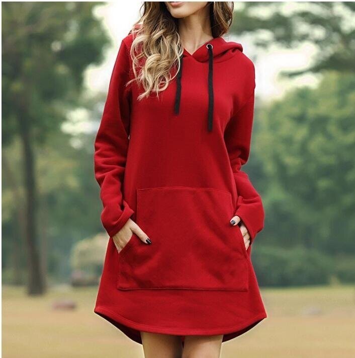 Women's Casual Hoodie Dress with Kangaroo Pocket