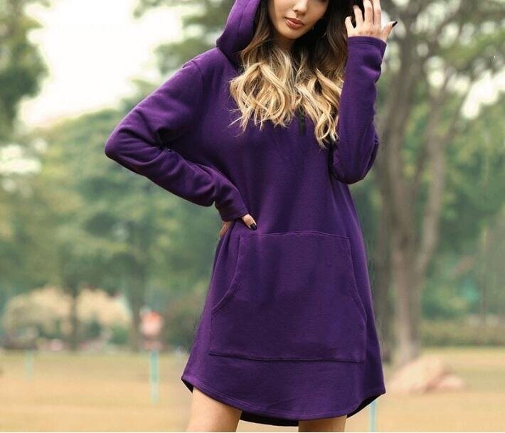 Women's Casual Hoodie Dress with Kangaroo Pocket