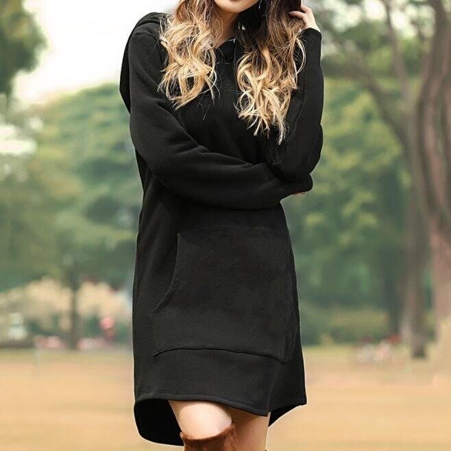 Women's Casual Hoodie Dress with Kangaroo Pocket