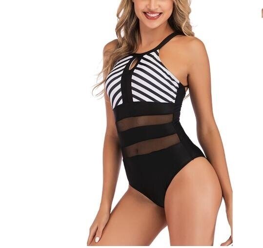 Deep V Neck One Piece Swimsuit Halter Bikinis Monokinis