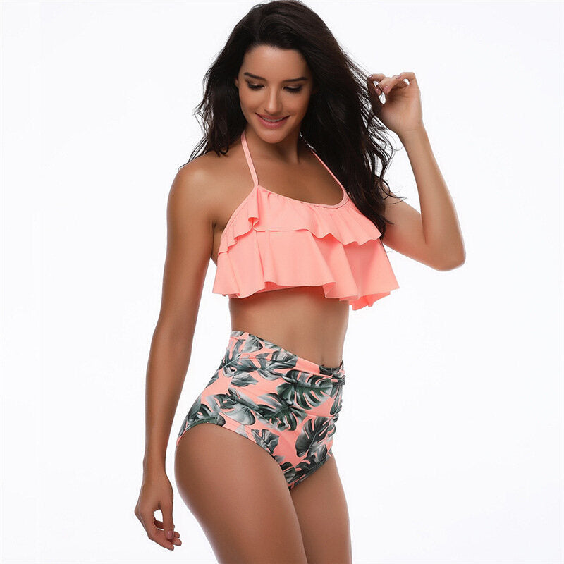 High Waisted Bikini Halter Neck Two Piece Swimsuit