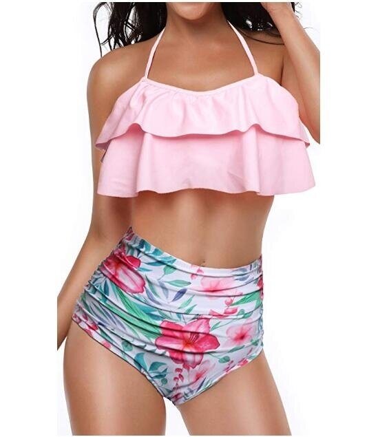 High Waisted Bikini Halter Neck Two Piece Swimsuit