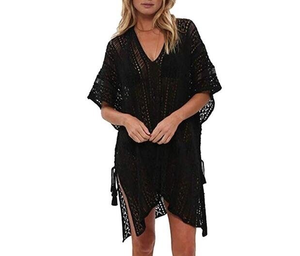 Hollow Out Swimwear Swimsuit Cover UP Knitted Beach Dresses