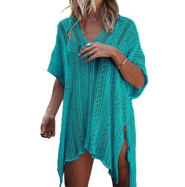 Hollow Out Swimwear Swimsuit Cover UP Knitted Beach Dresses