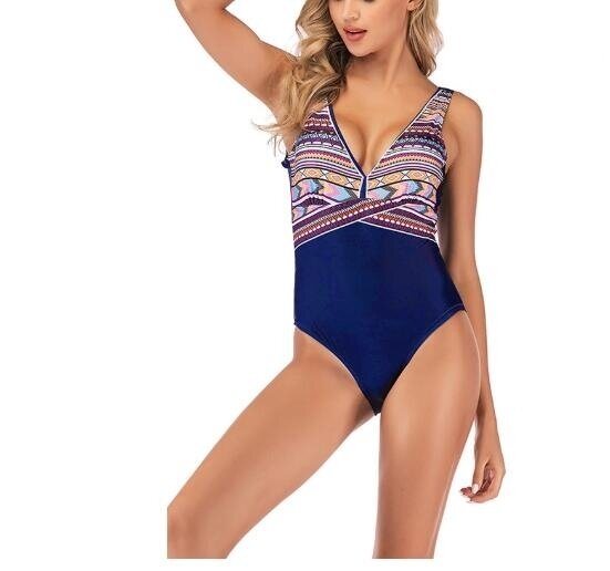 Women's One Piece Swimsuits Beach Bikini Deep V Neck Bathing Suit