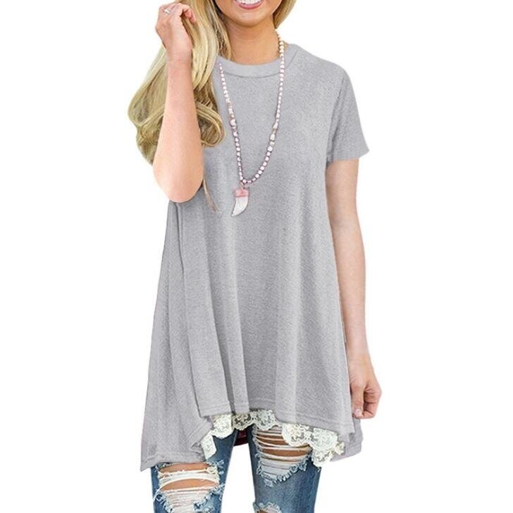 Women's Lace Long Sleeve and Short Sleeve Tunic Top Blouse