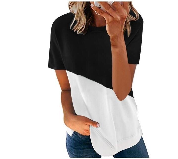 Color Block Casual Round Neck T Shirt