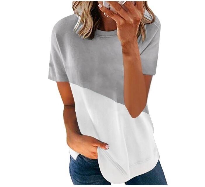 Color Block Casual Round Neck T Shirt