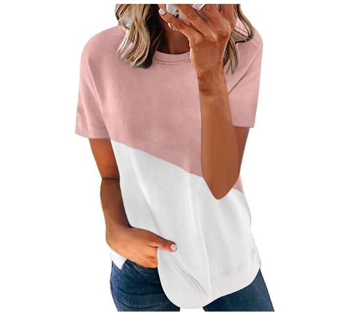 Color Block Casual Round Neck T Shirt