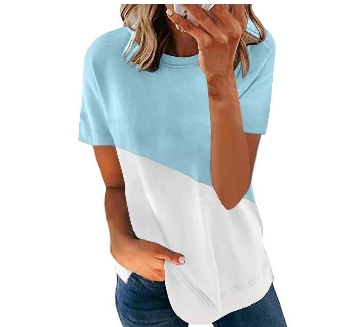 Color Block Casual Round Neck T Shirt