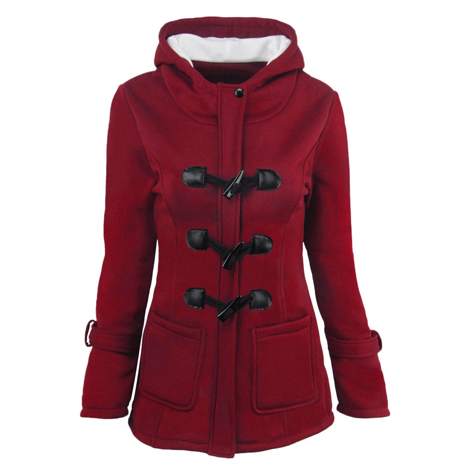 Womens Hoodies Sweatshirt Fashion Side Zipper Patchwork Warm Hooded Sweatshirt Jacket