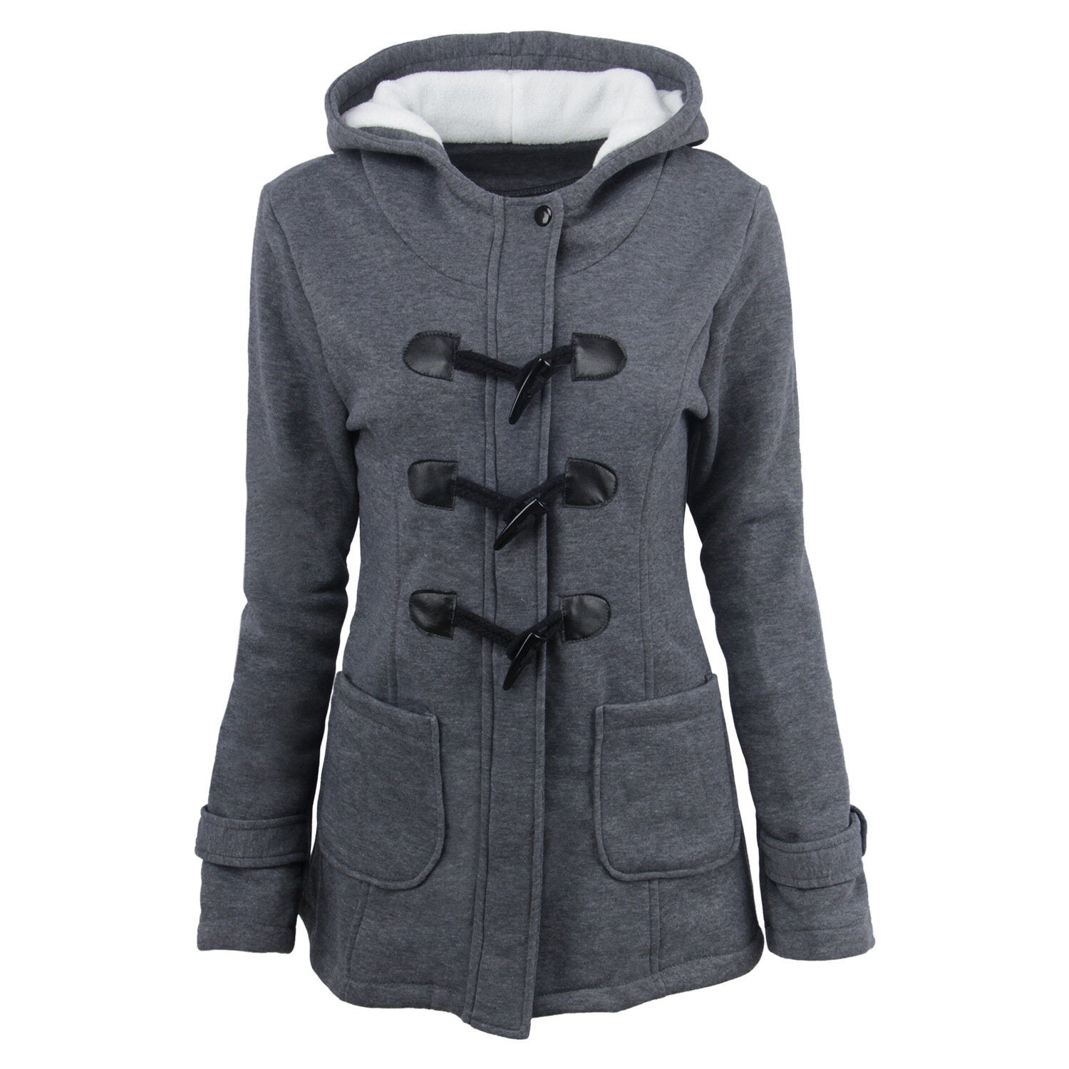 Womens Hoodies Sweatshirt Fashion Side Zipper Patchwork Warm Hooded Sweatshirt Jacket