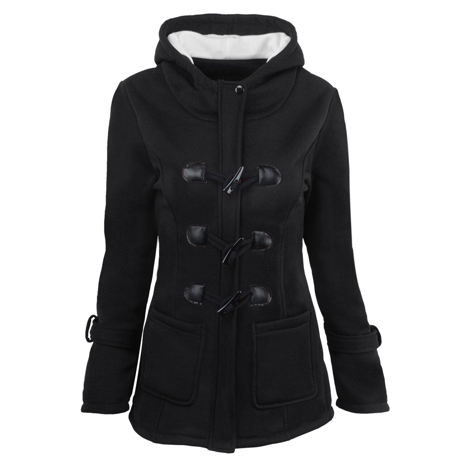 Womens Hoodies Sweatshirt Fashion Side Zipper Patchwork Warm Hooded Sweatshirt Jacket