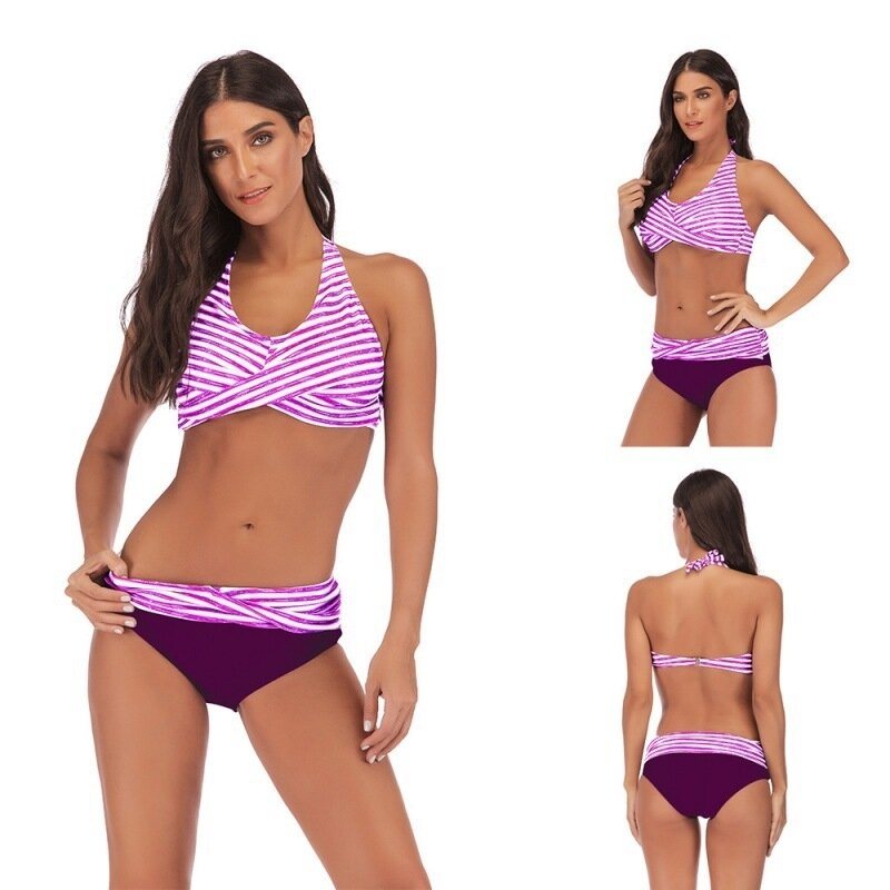 Women Classic Scallop Bikini Swimwear Two Piece Bathing Suit