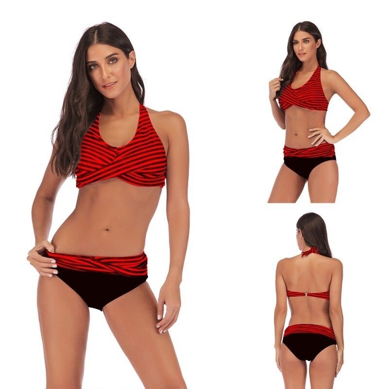 Women Classic Scallop Bikini Swimwear Two Piece Bathing Suit