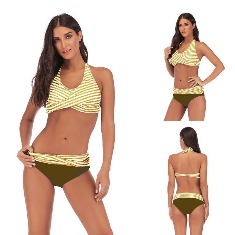 Women Classic Scallop Bikini Swimwear Two Piece Bathing Suit