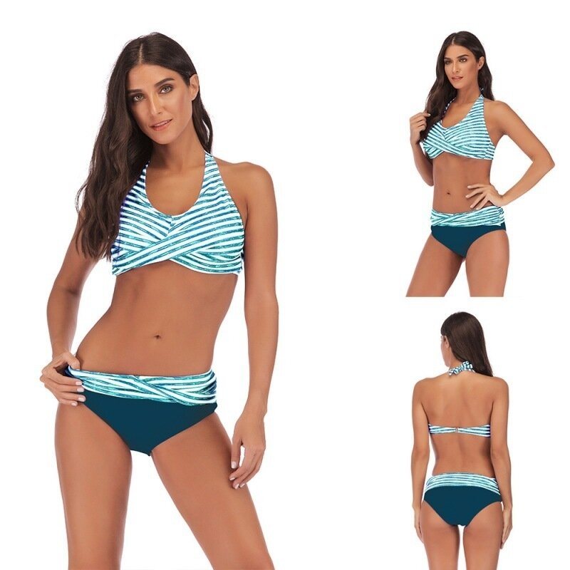 Women Classic Scallop Bikini Swimwear Two Piece Bathing Suit