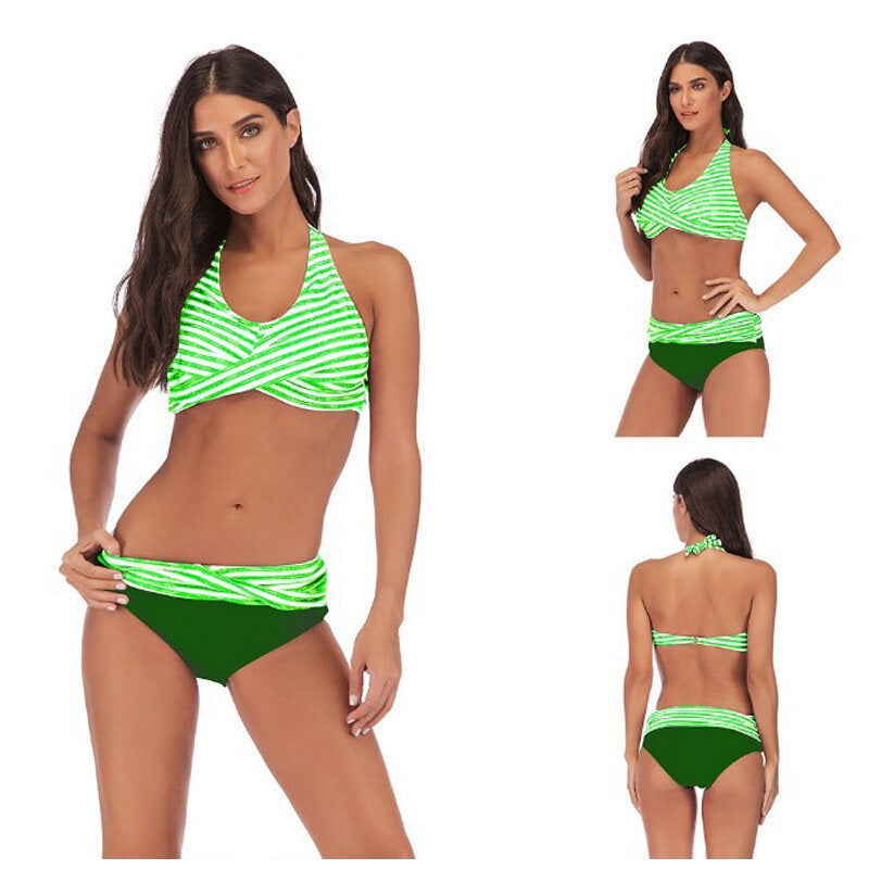 Women Classic Scallop Bikini Swimwear Two Piece Bathing Suit