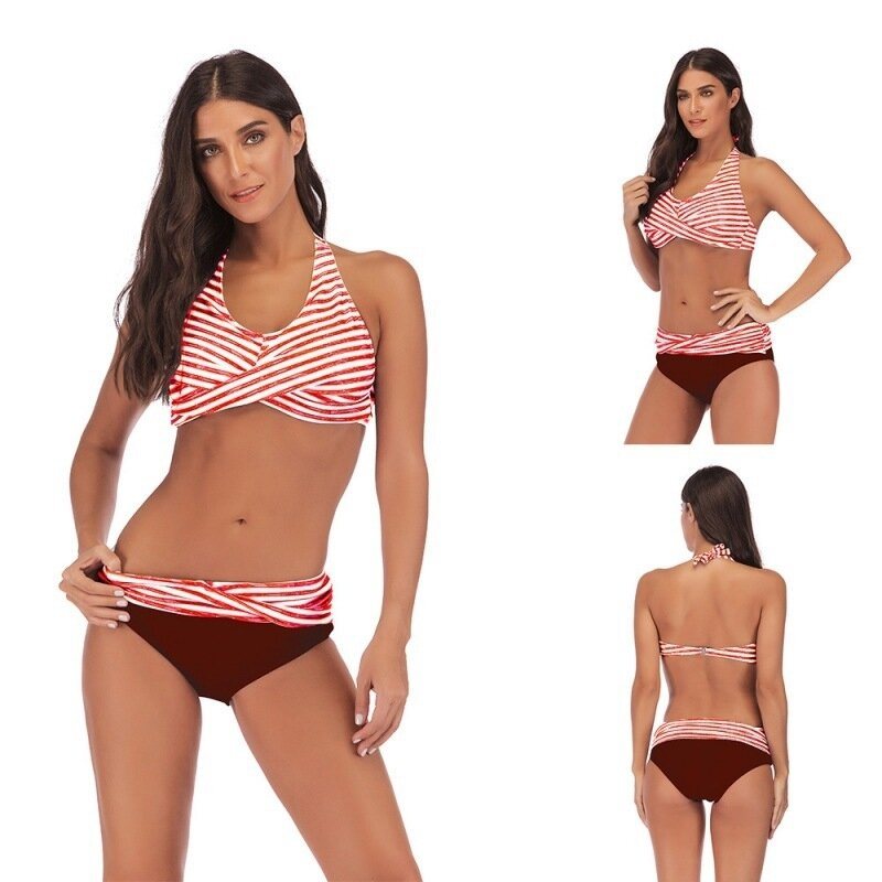 Women Classic Scallop Bikini Swimwear Two Piece Bathing Suit