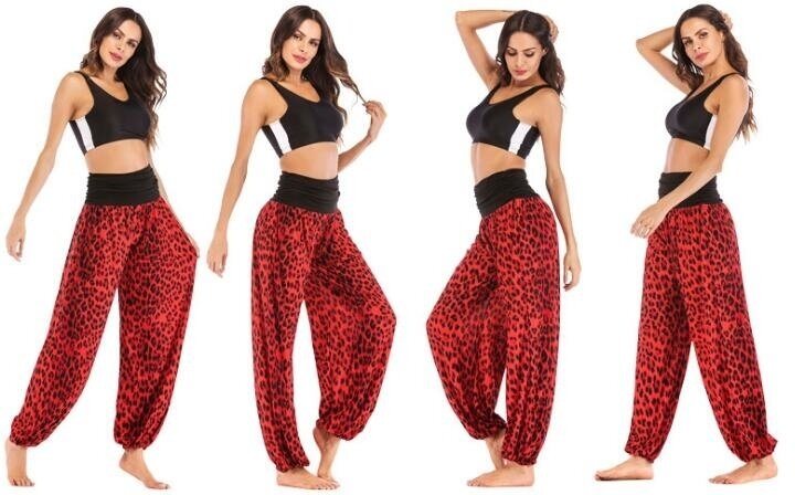 Women Casual Pants Smocked Waist Harem Hippie Boho Yoga Palazzo Casual Pants