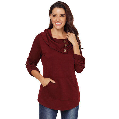 Womens Tunic Casual Pile Collar Button Tunic Top Blouse T-Shirt