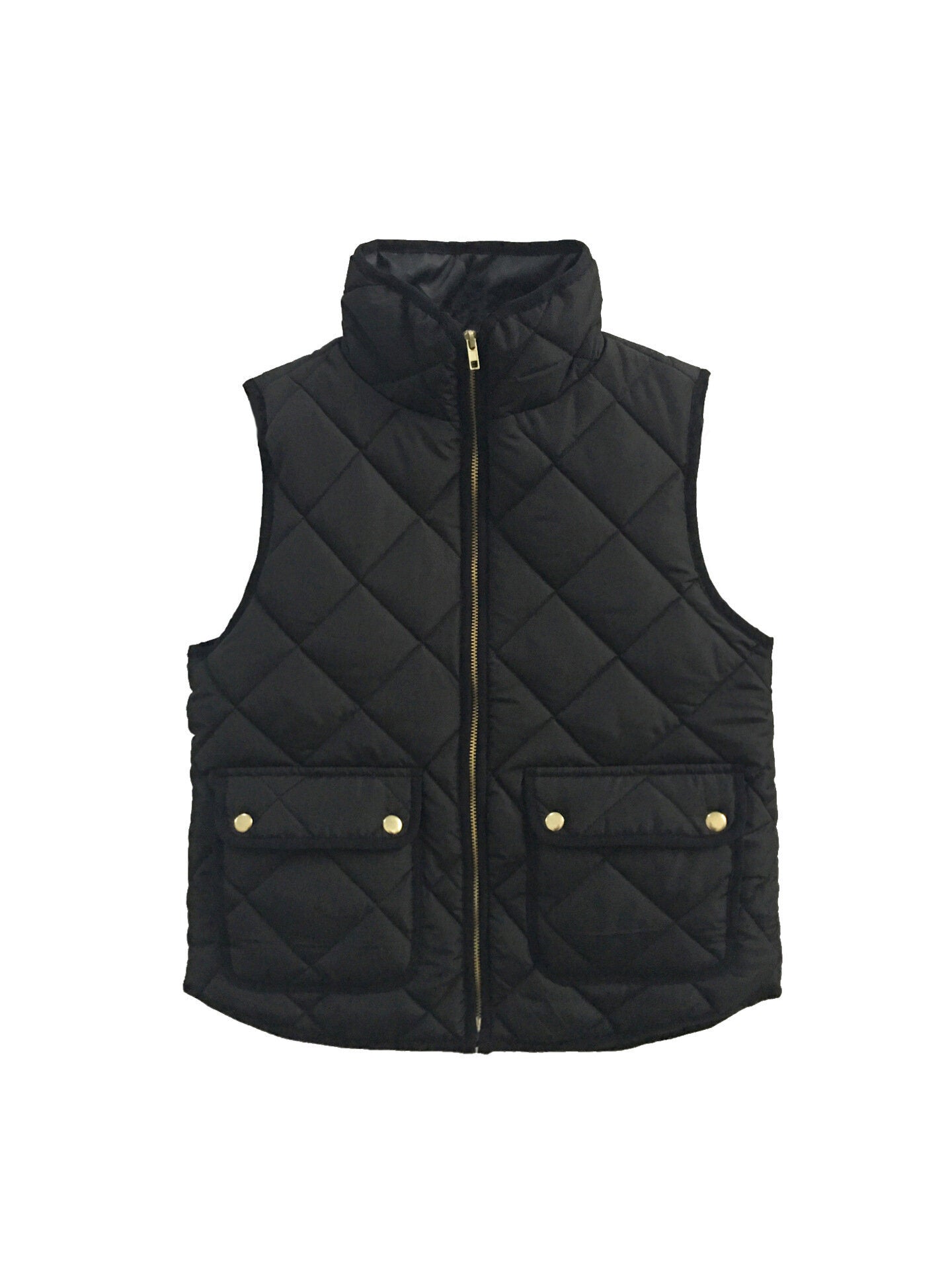 Womens Vest Stand Collar Lightweight Padded Zip Vest Quilted Gilet With Pocket