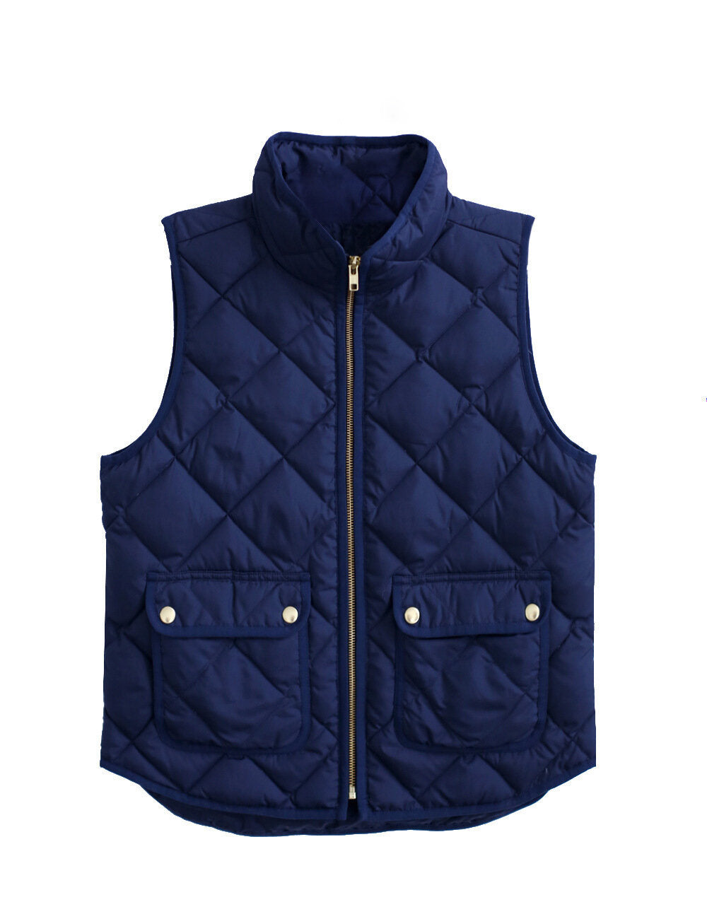 Womens Vest Stand Collar Lightweight Padded Zip Vest Quilted Gilet With Pocket