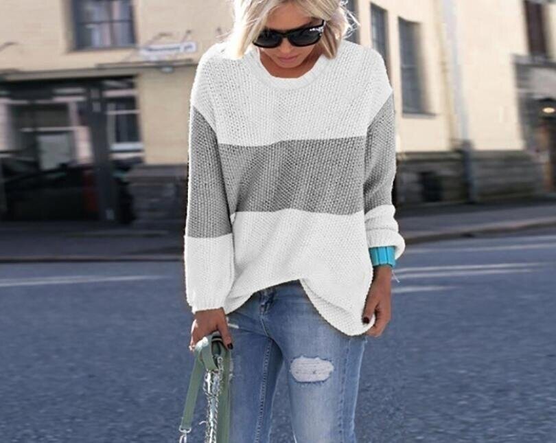 Striped Knit Wrap Pullover Sweater