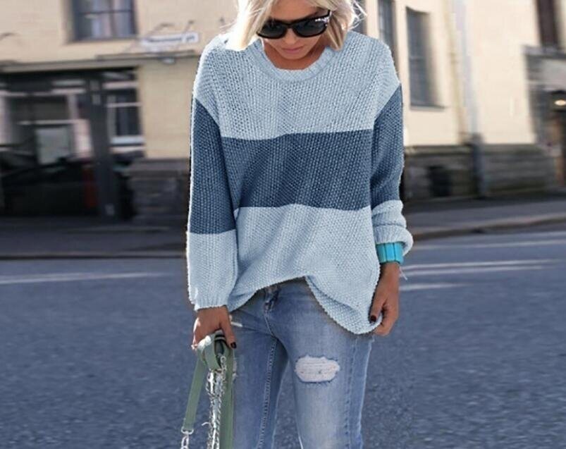 Striped Knit Wrap Pullover Sweater