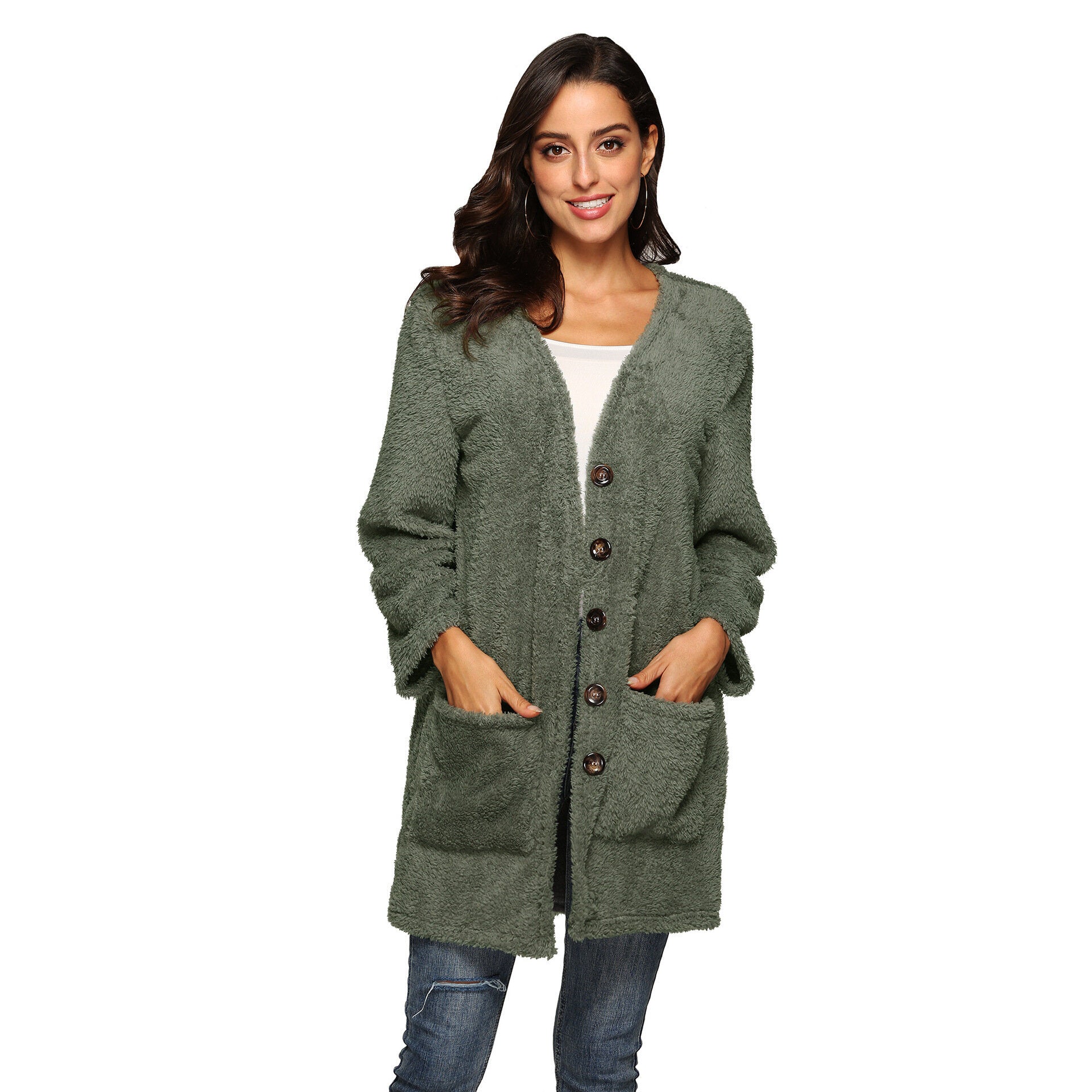 Women Cardigan Coat Oversized Open Front Pockets Cardigan Jacket