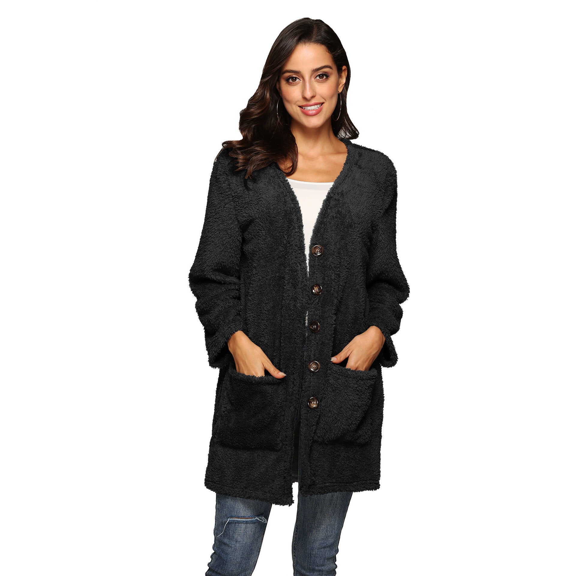 Women Cardigan Coat Oversized Open Front Pockets Cardigan Jacket