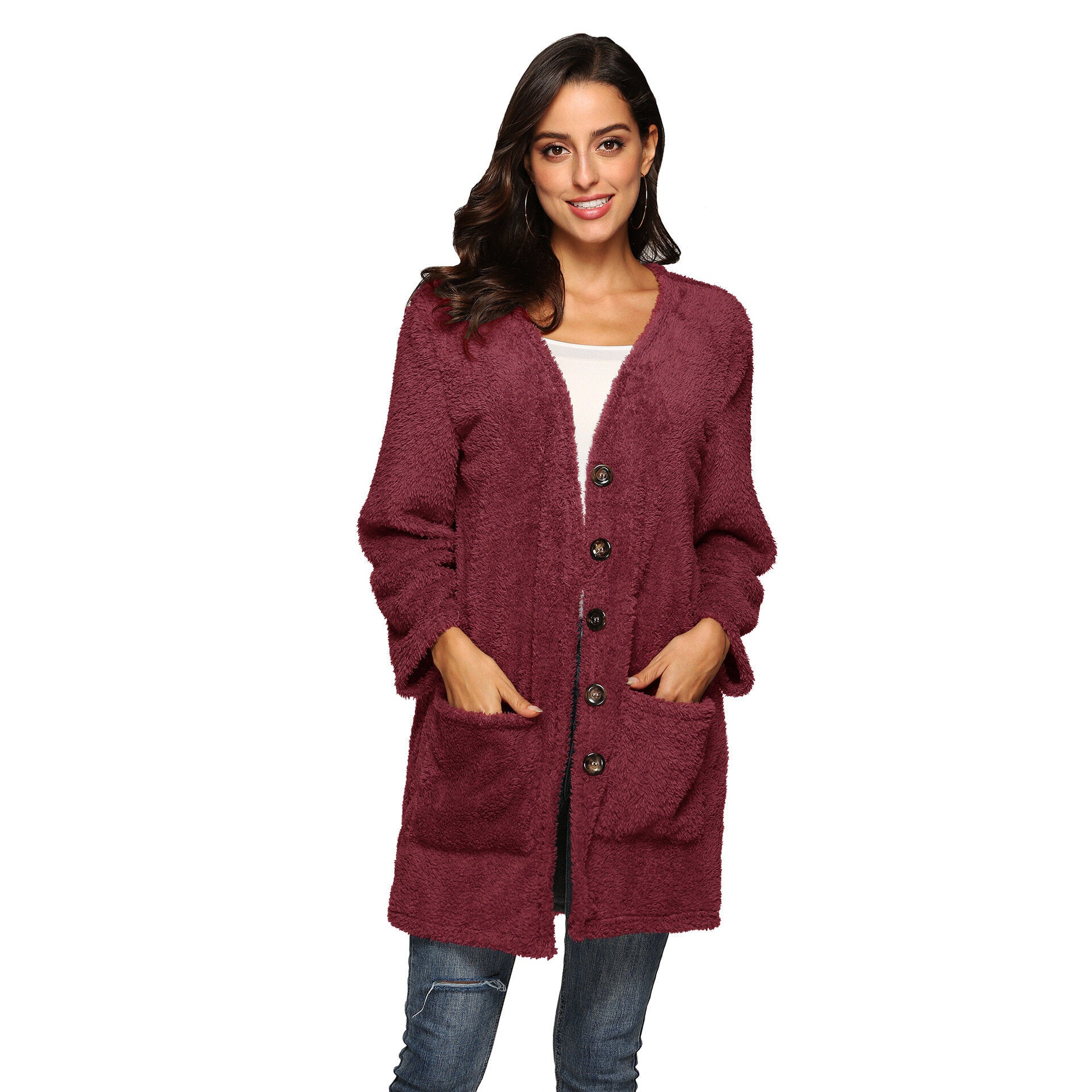 Women Cardigan Coat Oversized Open Front Pockets Cardigan Jacket