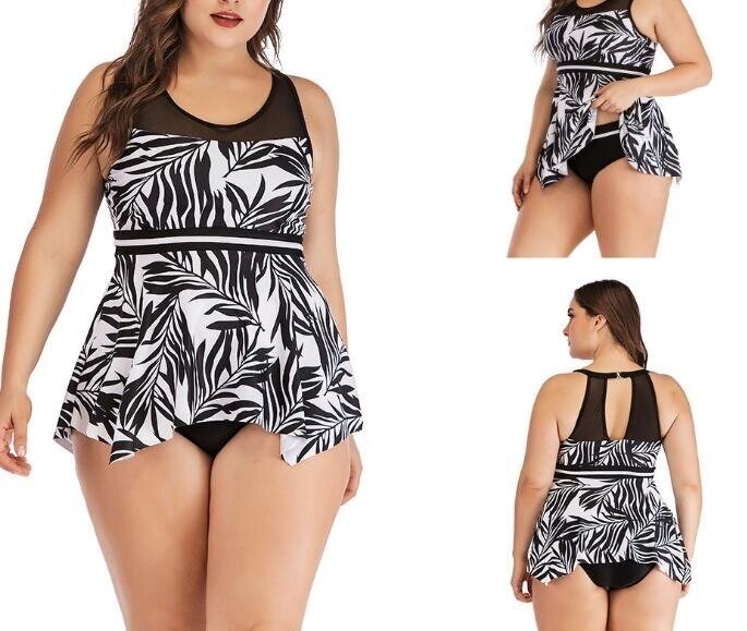 Women Plus Size Swimsuit V-Neck Bathing Suits Tankini Swimwear