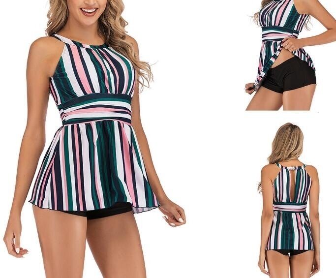 Womens 2 Piece Bikini Spaghetti Strap Printed Padded Tank Top Tankini Swimsuits for Women